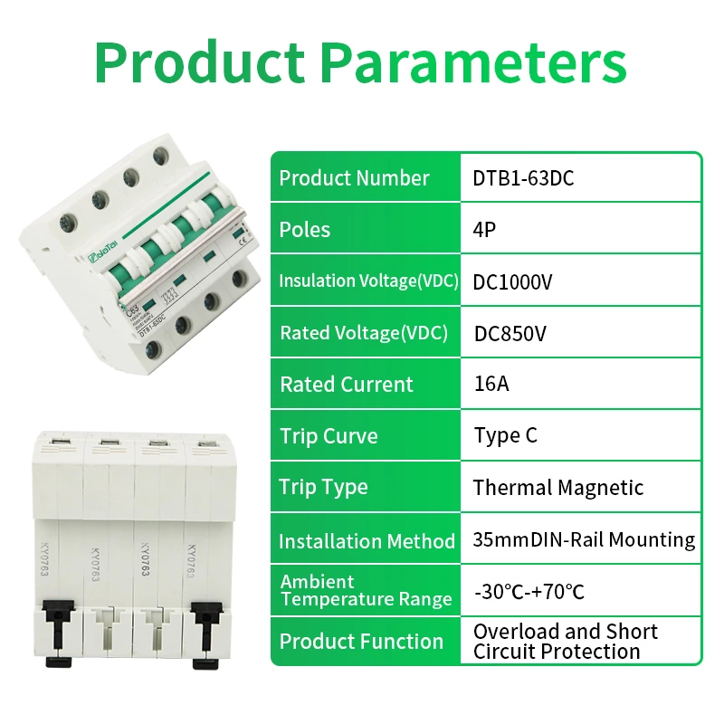 DTB1-63 4P DC MCB（Mini circuit breaker)