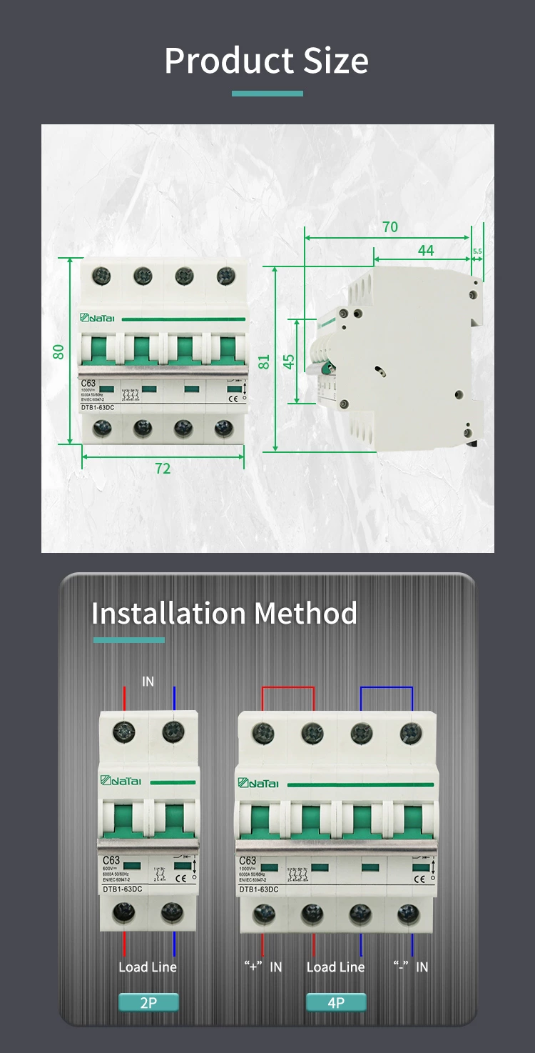 DTB1-63 4P DC MCB（Mini circuit breaker)