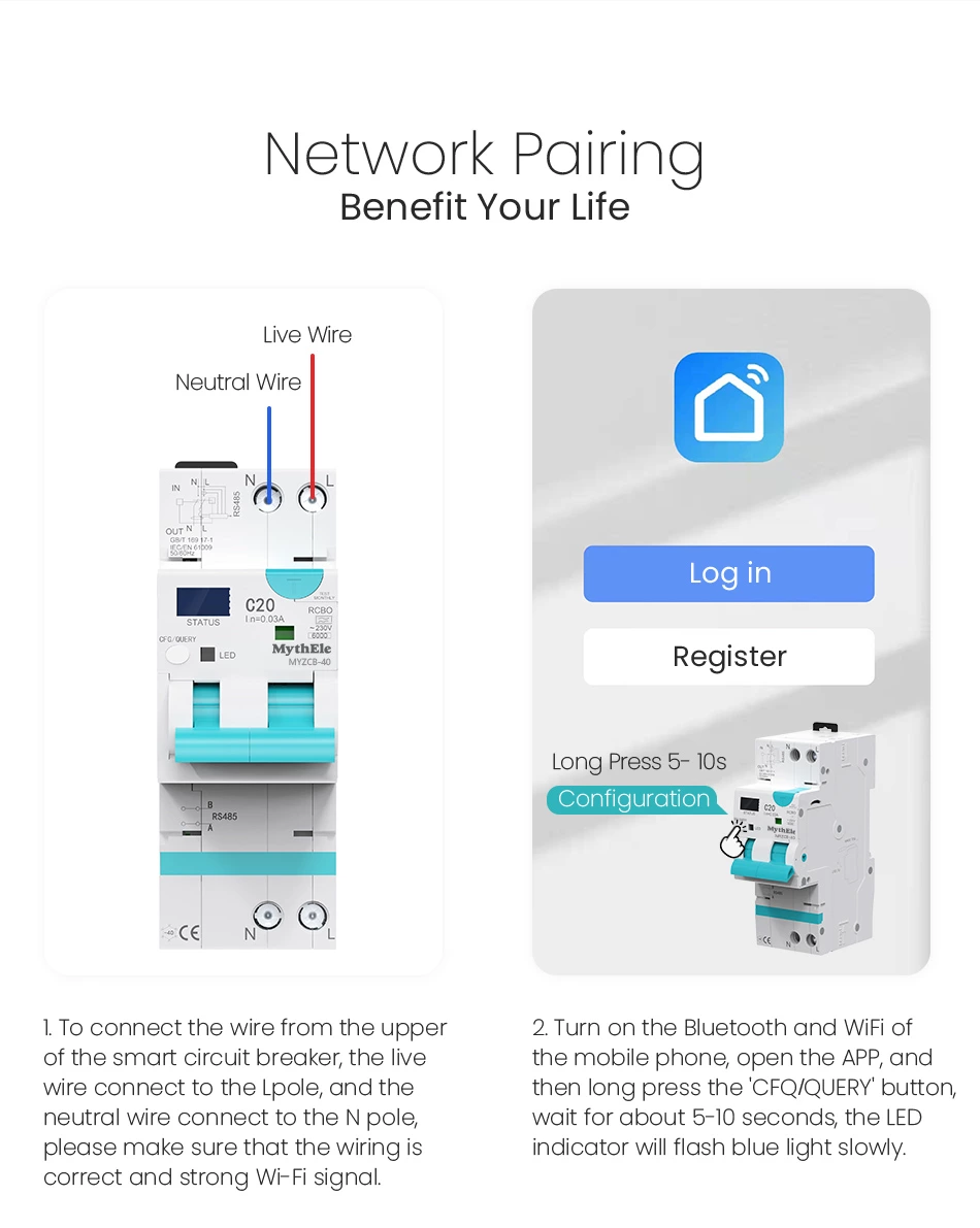 MYZCB-40 WiFi RCBO Smart Circuit Breaker