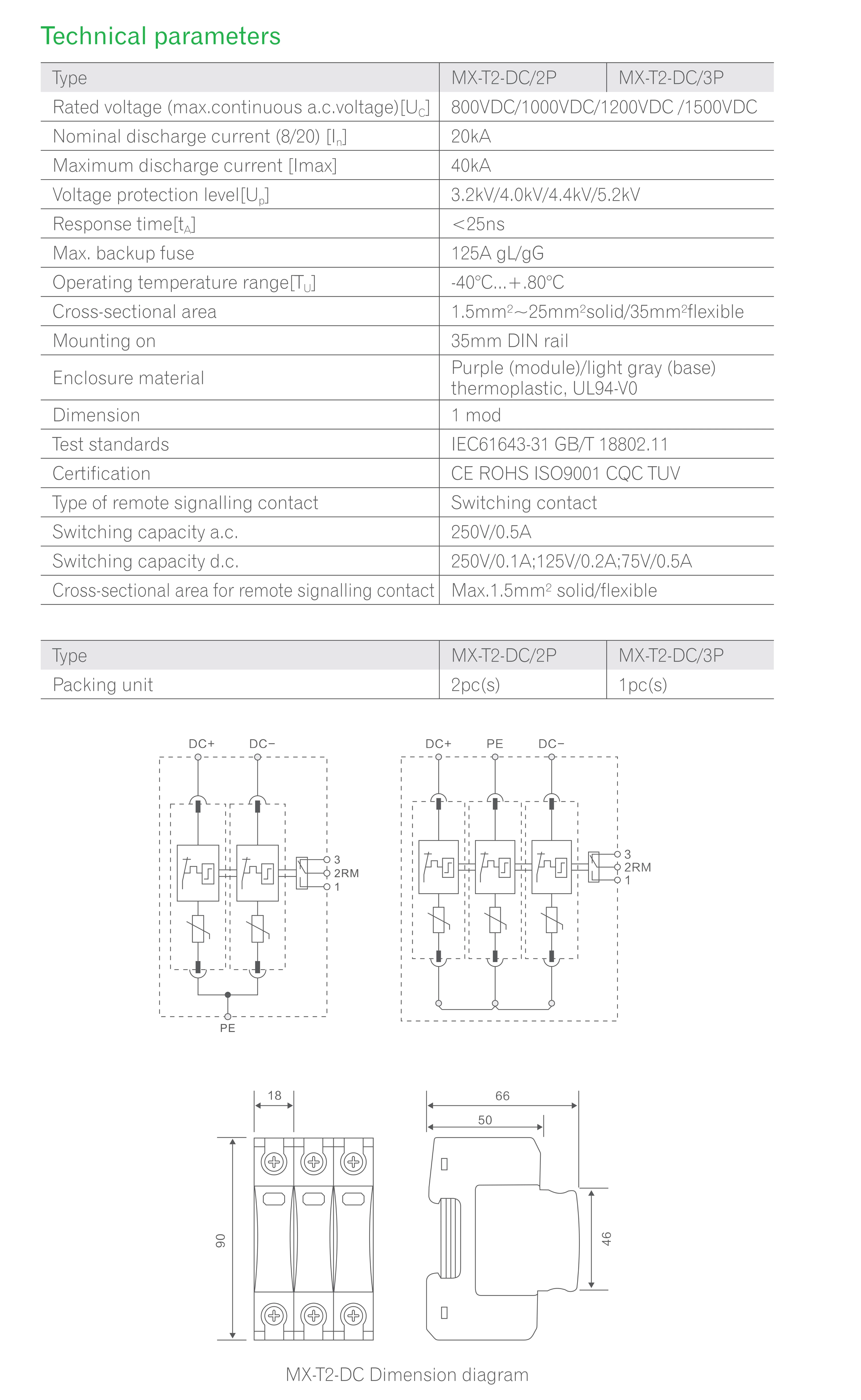 MX-T2-DC 3P DC SPD(Surge Protective Device)